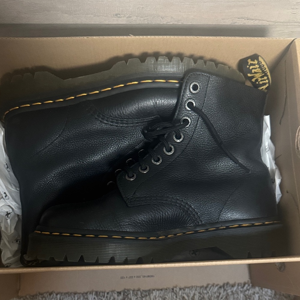 Dr. Martens Black Leather Boots with Rugged Sole